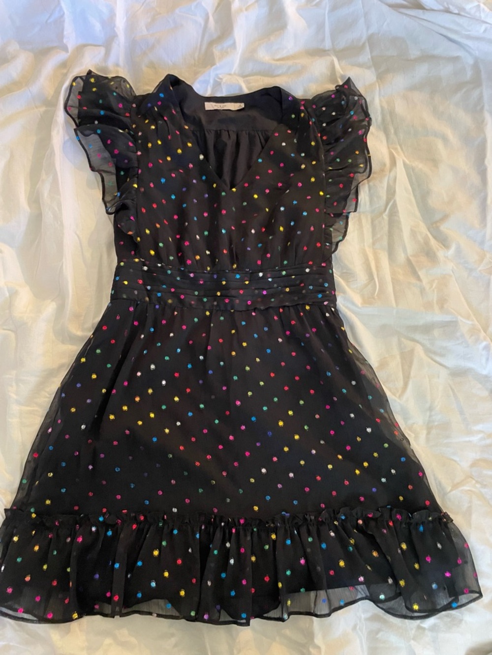ALI & JAY Black Mini Dress with Multicolor Polka Dots